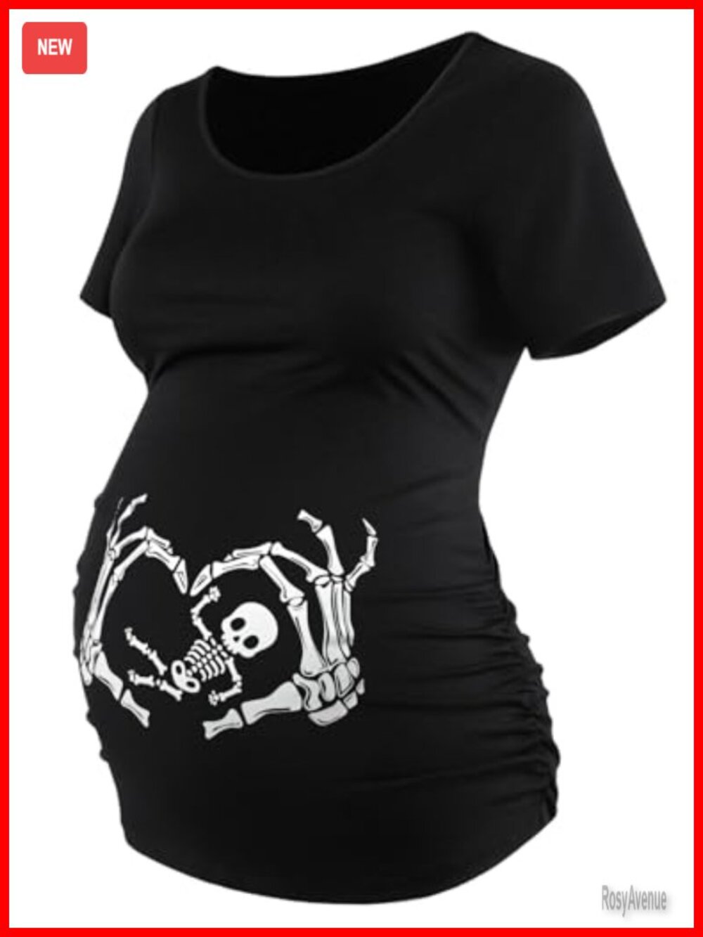 DEBELLY Maternity Side Ruched Short Sleeve T-Shirt Cute Baby Reveal Top
